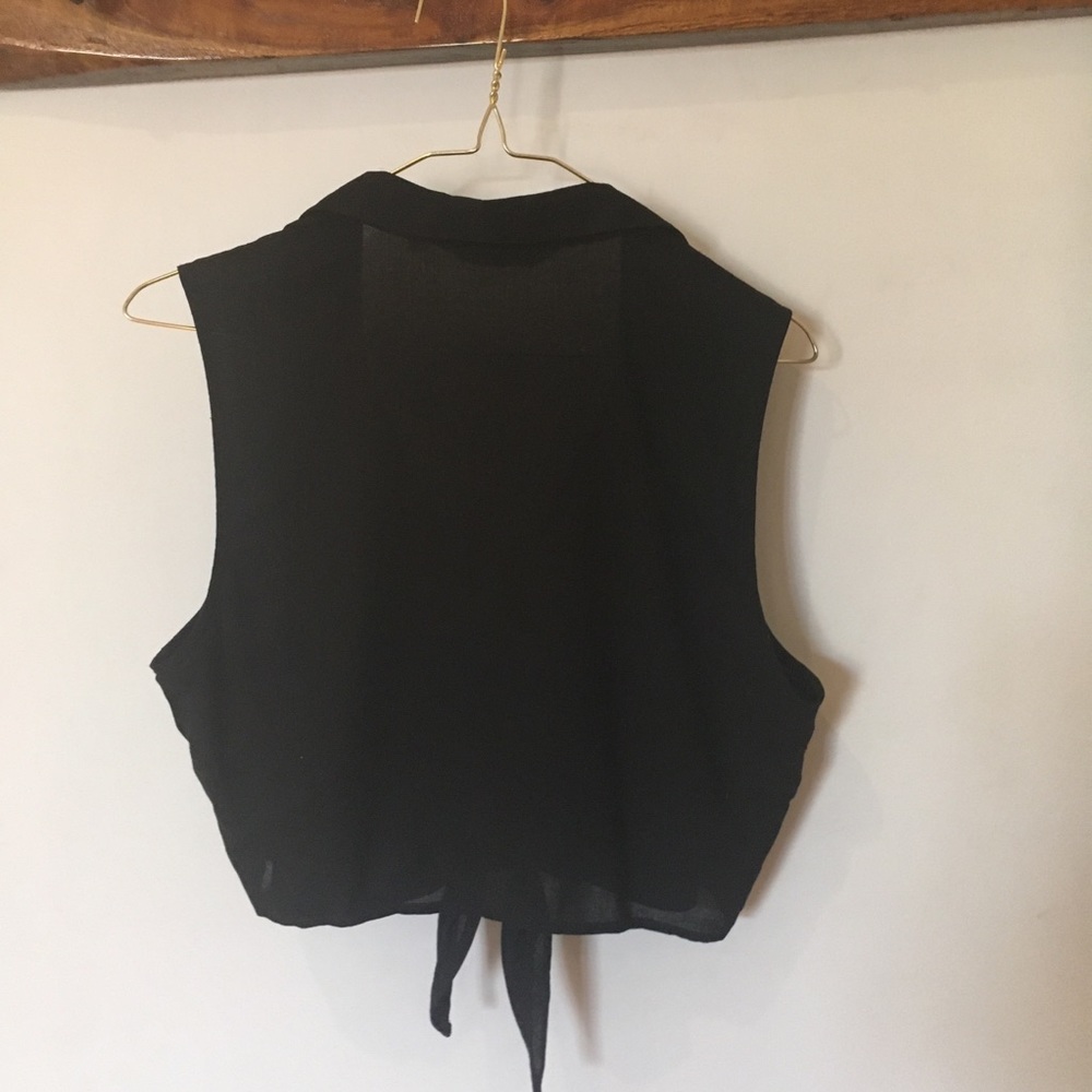 & Other Stories Ruffle Crop Top Tie Black Size 8 - Picture 8 of 8